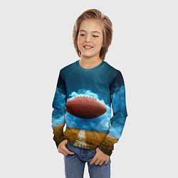 Лонгслив детский Мяч для американского футбола синий дым, цвет: 3D-принт — фото 2