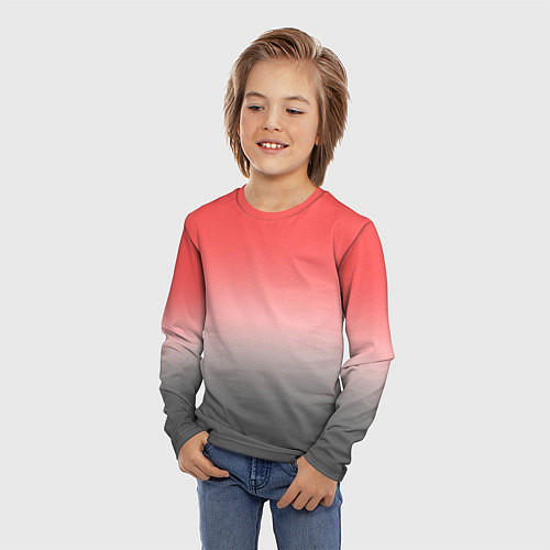 Детский лонгслив Бледный красно-серый градиент / 3D-принт – фото 3