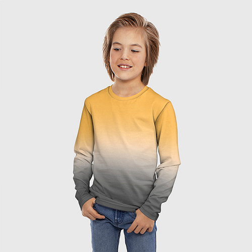 Детский лонгслив Бледный жёлто-серый градиент / 3D-принт – фото 3