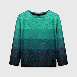 Лонгслив детский Бирюзовый градиент полосами, цвет: 3D-принт