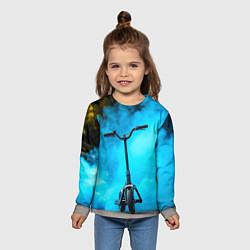 Лонгслив детский Самокат в синем дыму, цвет: 3D-принт — фото 2