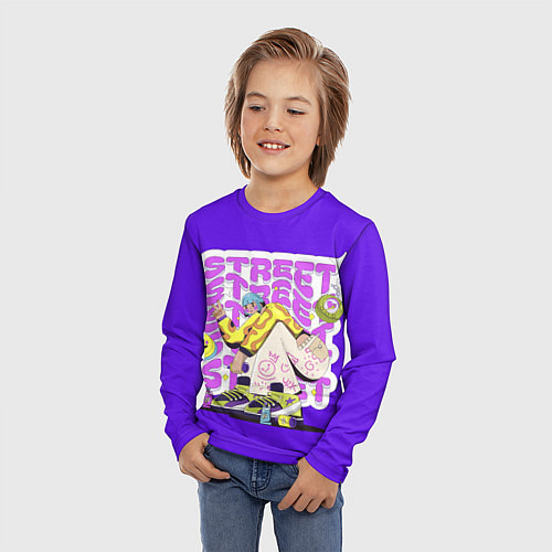 Детский лонгслив Street Y2K girl violet / 3D-принт – фото 3