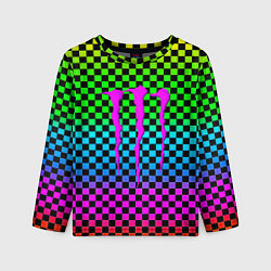 Лонгслив детский Monster energy неоновая клетка, цвет: 3D-принт
