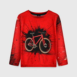 Лонгслив детский Трековый велосипед на красном, цвет: 3D-принт
