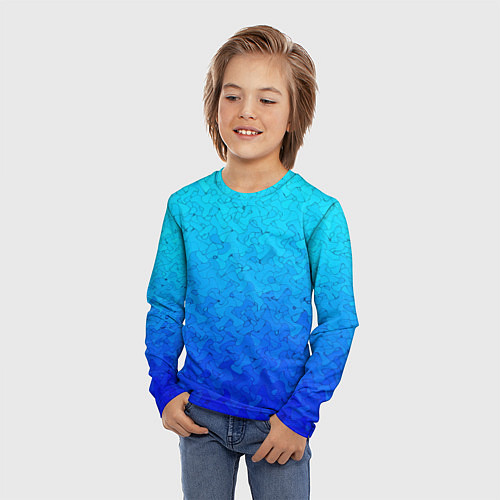 Детский лонгслив Голубой в синеву с узором / 3D-принт – фото 3