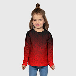 Лонгслив детский Чёрно-красный текстурный градиент, цвет: 3D-принт — фото 2