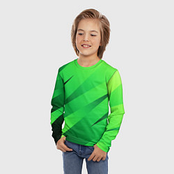 Лонгслив детский Сочный зелёный абстрактные полосы, цвет: 3D-принт — фото 2