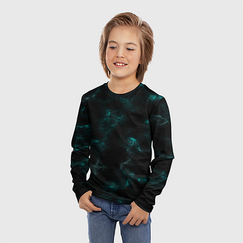 Детский лонгслив Color black turquoise / 3D-принт – фото 3