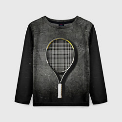 Лонгслив детский Теннисная ракетка на черном, цвет: 3D-принт
