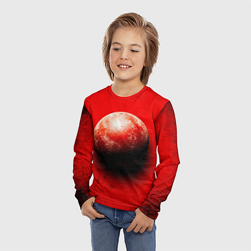 Детский лонгслив Ядро для талкания красного цвета / 3D-принт – фото 3