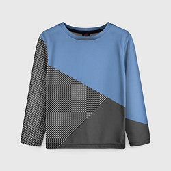 Детский лонгслив Сине-серый геометричный