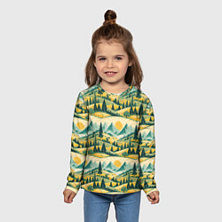 Лонгслив детский Горные пейзажи ретро стиль, цвет: 3D-принт — фото 2