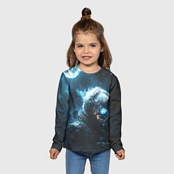 Лонгслив детский Скелет космонавта и полнолуние, цвет: 3D-принт — фото 2