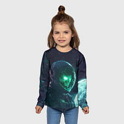 Лонгслив детский Скелет космонавта с неоновыми глазами, цвет: 3D-принт — фото 2