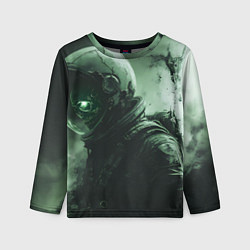Лонгслив детский Зеленый скелет космонавта, цвет: 3D-принт