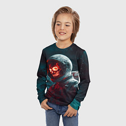 Лонгслив детский Череп космонавта красного цвета, цвет: 3D-принт — фото 2
