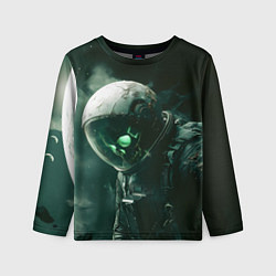 Лонгслив детский Скелет космонавта в космосе, цвет: 3D-принт