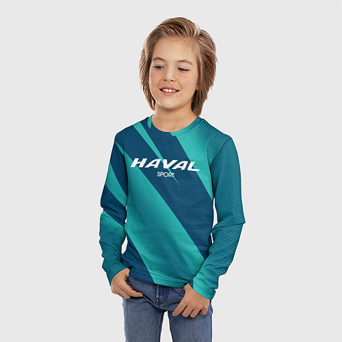 Детский лонгслив Haval sport сине-голубой / 3D-принт – фото 3