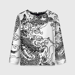 Детский лонгслив Татуировка дракона на белом