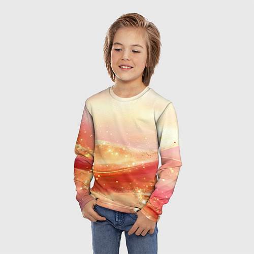 Детский лонгслив Оранжевые пески - абстракция / 3D-принт – фото 3