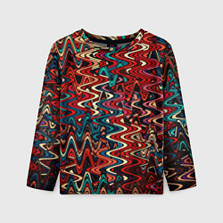 Лонгслив детский Искажённые волнистые полосы красно-синий, цвет: 3D-принт