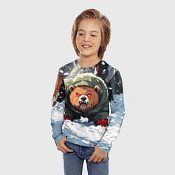Лонгслив детский Злой медведь с красными глазами, цвет: 3D-принт — фото 2