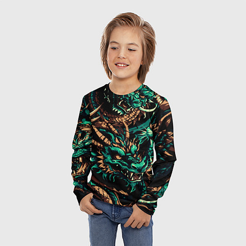 Детский лонгслив Японские драконы ирезуми / 3D-принт – фото 3