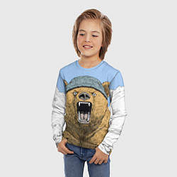 Лонгслив детский Злой орущий медведь, цвет: 3D-принт — фото 2