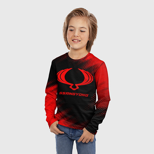 Детский лонгслив SsangYong - red gradient / 3D-принт – фото 3