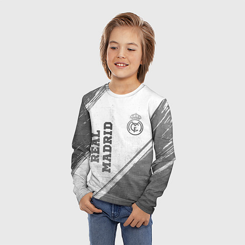 Детский лонгслив Real Madrid - white gradient вертикально / 3D-принт – фото 3