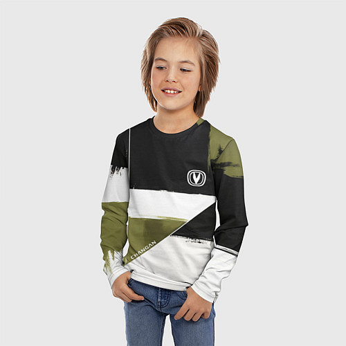 Детский лонгслив Changan логотип / 3D-принт – фото 3