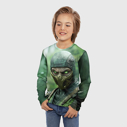 Детский лонгслив Рептилия в классической маске / 3D-принт – фото 3