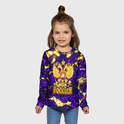 Лонгслив детский Россия - фиолетовая текстура, цвет: 3D-принт — фото 2