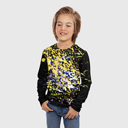 Лонгслив детский Желто синяя краска на черном, цвет: 3D-принт — фото 2