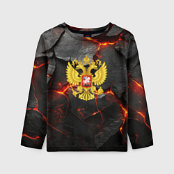 Лонгслив детский Герб России на фоне объемных плит, цвет: 3D-принт