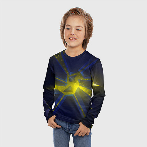 Детский лонгслив Разлом космических неоновых плит / 3D-принт – фото 3
