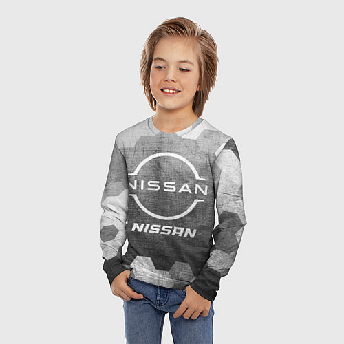 Детский лонгслив Nissan - grey gradient / 3D-принт – фото 3