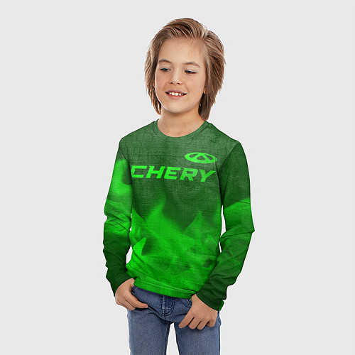 Детский лонгслив Chery - green gradient посередине / 3D-принт – фото 3