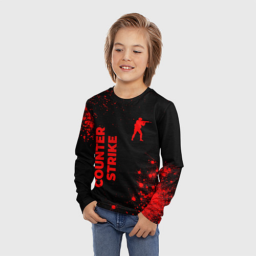 Детский лонгслив Counter Strike - red gradient вертикально / 3D-принт – фото 3