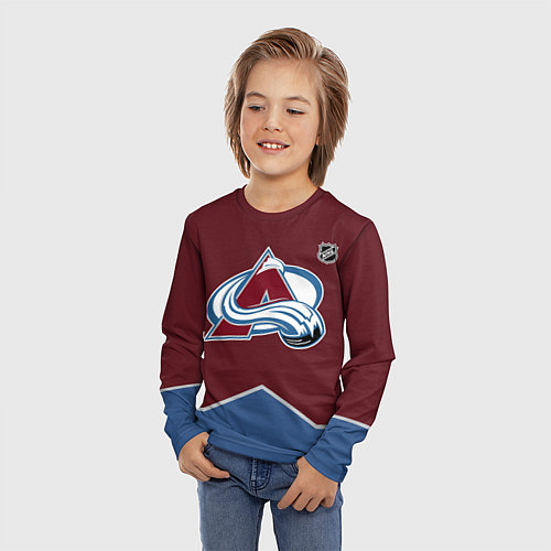 Детский лонгслив Colorado Avalanche - NHL team / 3D-принт – фото 3
