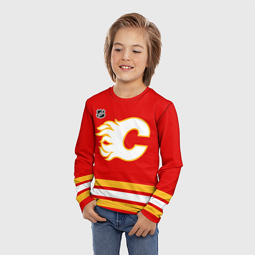 Детский лонгслив Calgary Flames - red / 3D-принт – фото 3