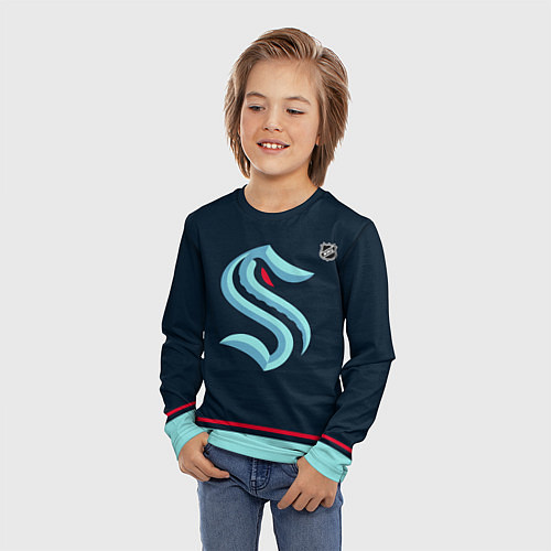 Детский лонгслив Seattle Kraken - NHL team / 3D-принт – фото 3