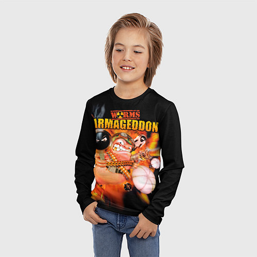 Детский лонгслив Worms - armageddon / 3D-принт – фото 3
