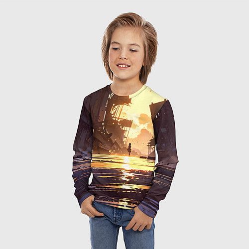 Детский лонгслив Аниме под солнцем / 3D-принт – фото 3