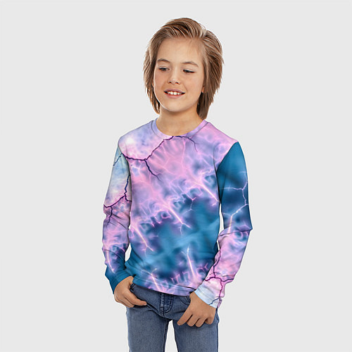 Детский лонгслив Вода и розовая абстракция / 3D-принт – фото 3