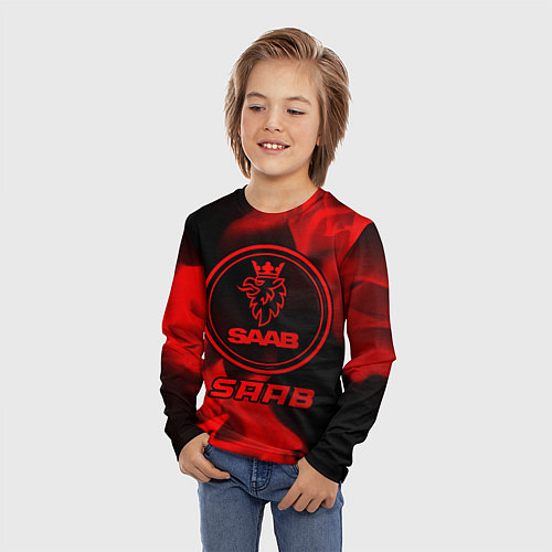 Детский лонгслив Saab - red gradient / 3D-принт – фото 3