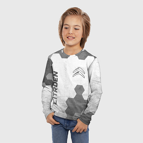 Детский лонгслив Citroen - white gradient вертикально / 3D-принт – фото 3