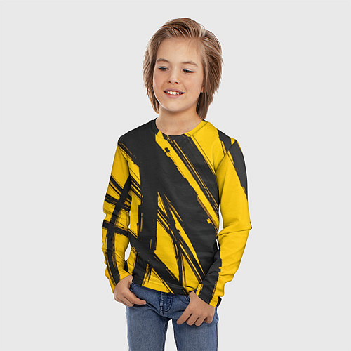 Детский лонгслив Абстракция на желтом / 3D-принт – фото 3