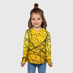 Лонгслив детский Черные штрихи на желтом, цвет: 3D-принт — фото 2