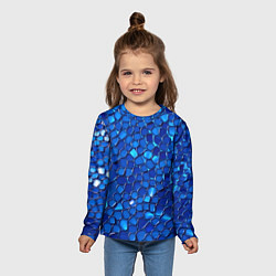 Лонгслив детский Блестящие синие отражения, цвет: 3D-принт — фото 2